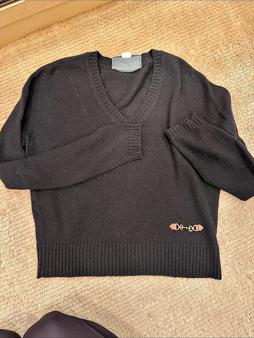 Gucci Black V-Neck Wool Sweater Size Small